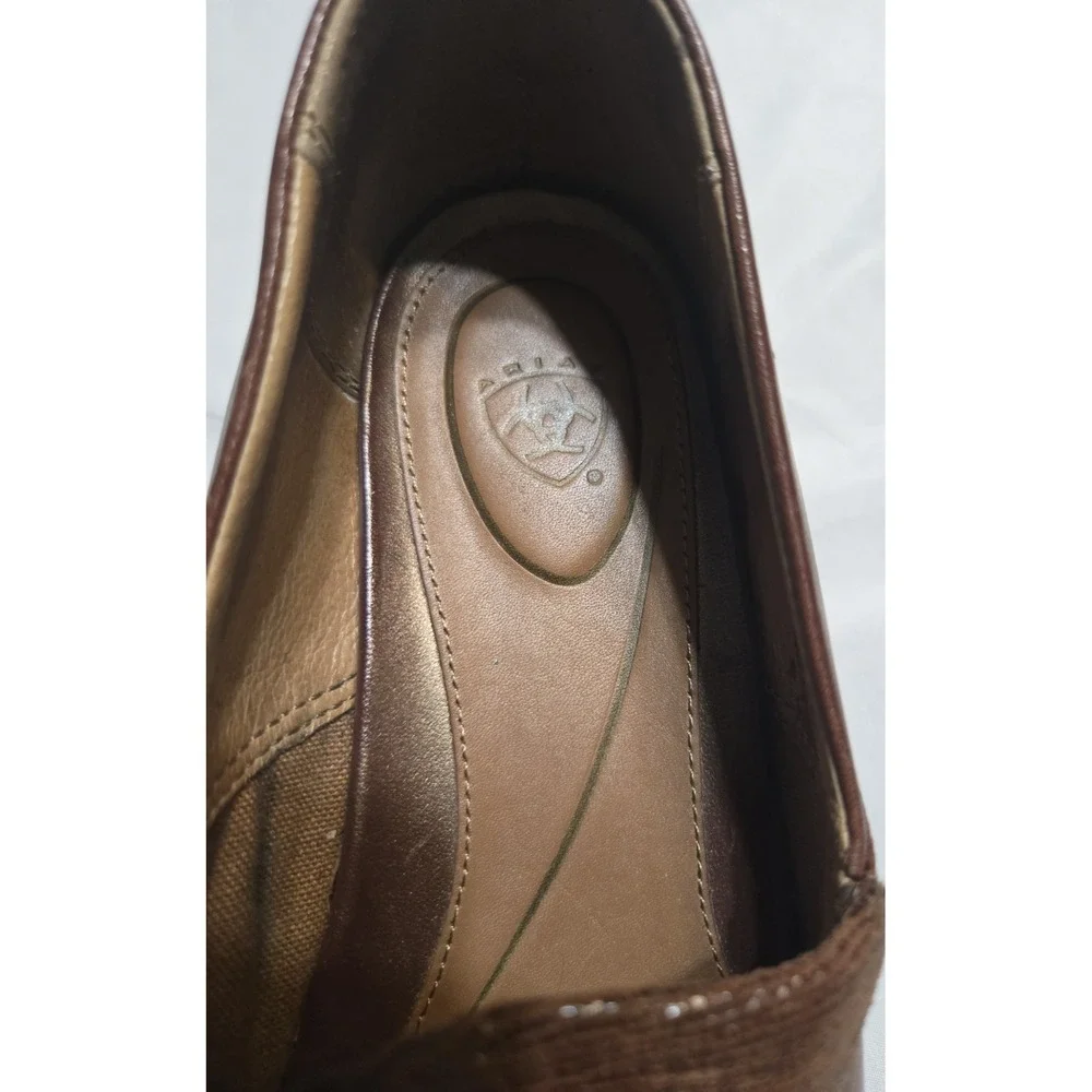 Ariat Leather Wedge Comfort Clogs Womens 8.5B ATS Footbed Brown Cushioned Logo